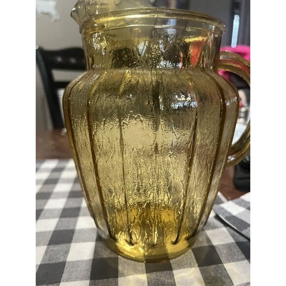 Anchor Hocking Vintage amber glass pitcher and 4 glasses - Picture 2 of 5